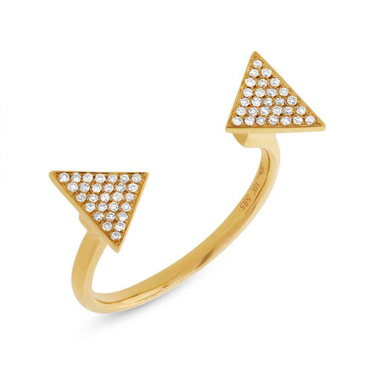 14k Yellow Gold Diamond Pave Triangle Ring - 0.17ct
