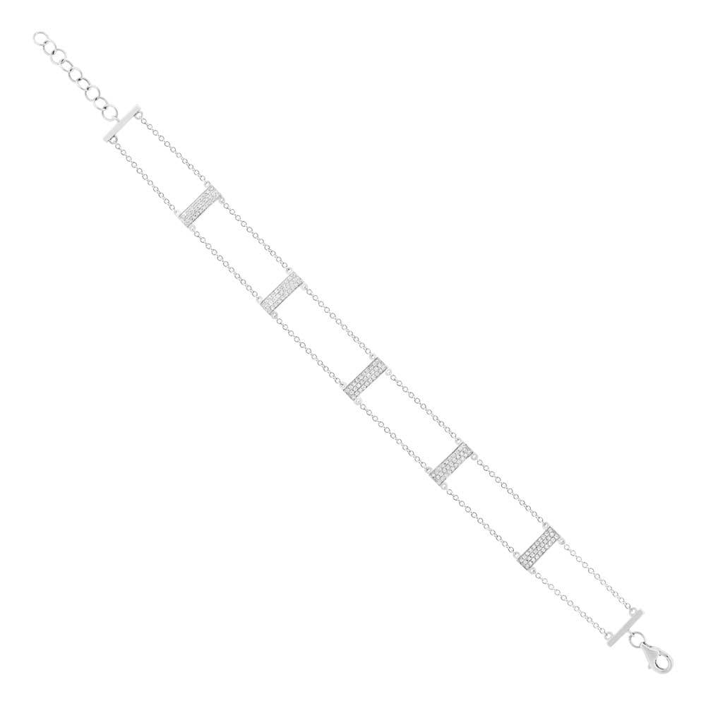 14k White Gold Diamond Ladder Bracelet