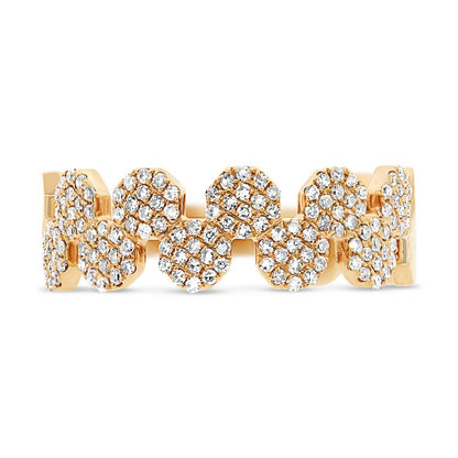 14k Yellow Gold Diamond Pave Octagon Ring - 0.33ct