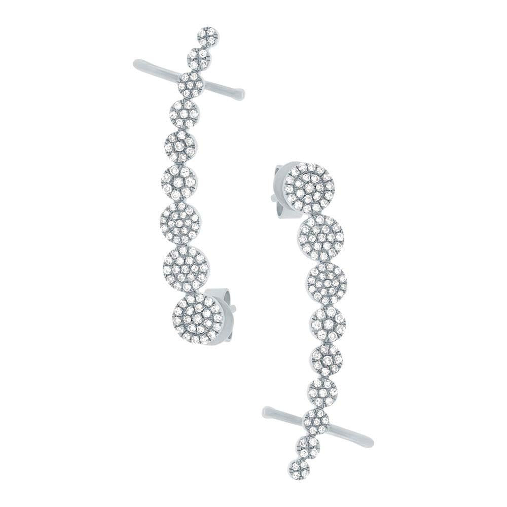 14k White Gold Diamond Ear Crawler Earring