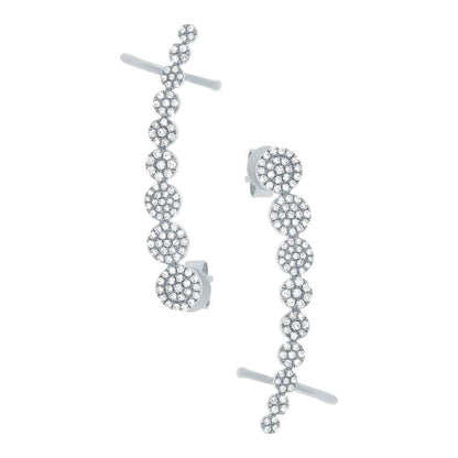 14k White Gold Diamond Ear Crawler Earring
