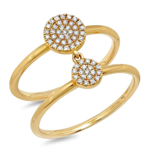 14k Yellow Gold Diamond Pave Lady's Ring - 0.17ct