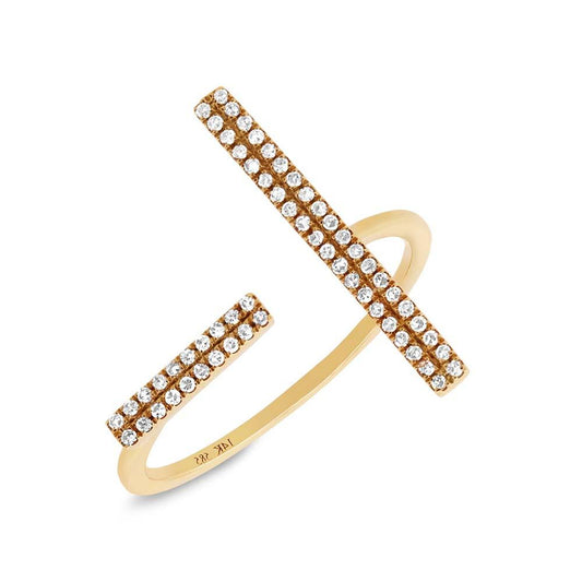 14k Yellow Gold Diamond Bar Lady's Ring