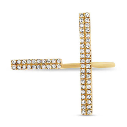 14k Yellow Gold Diamond Bar Lady's Ring