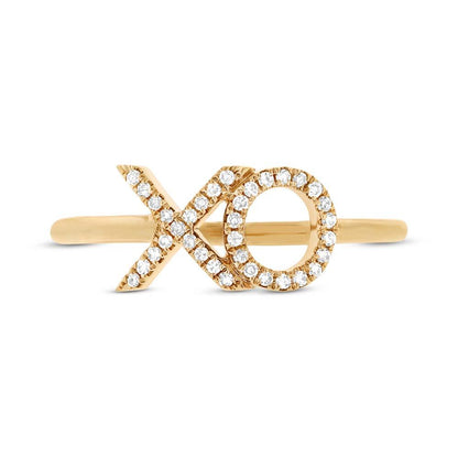 14k Yellow Gold Diamond ''XO'' Ring - 0.09ct
