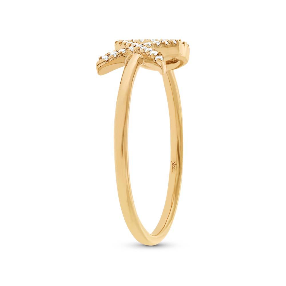 14k Yellow Gold Diamond ''XO'' Ring - 0.09ct
