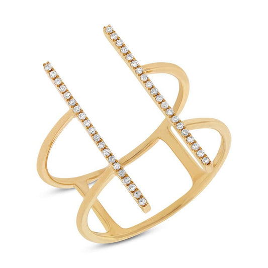 14k Yellow Gold Diamond Bar Lady's Ring