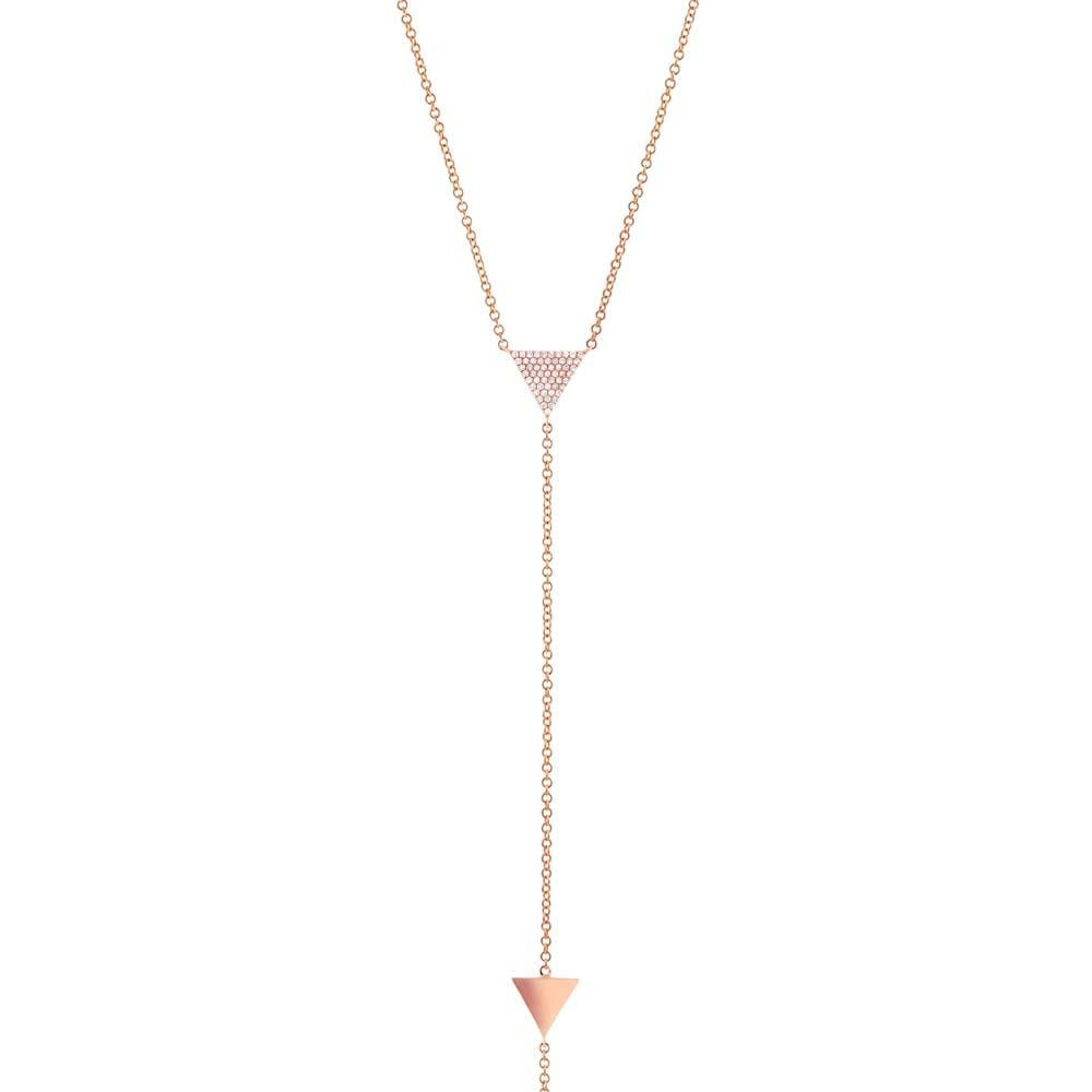 14k Rose Gold Diamond Pave Triangle Lariat Necklace - 0.13ct
