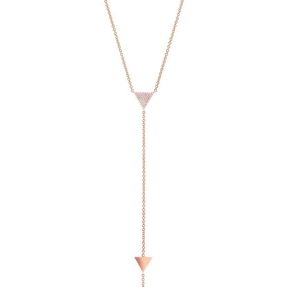 14k Rose Gold Diamond Pave Triangle Lariat Necklace - 0.13ct