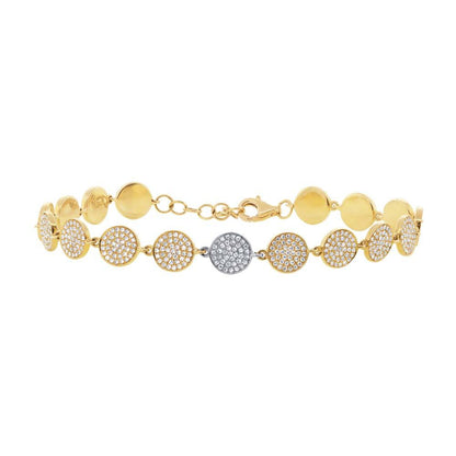 14k Two-tone Gold Diamond Pave Circle Bracelet - 1.33ct