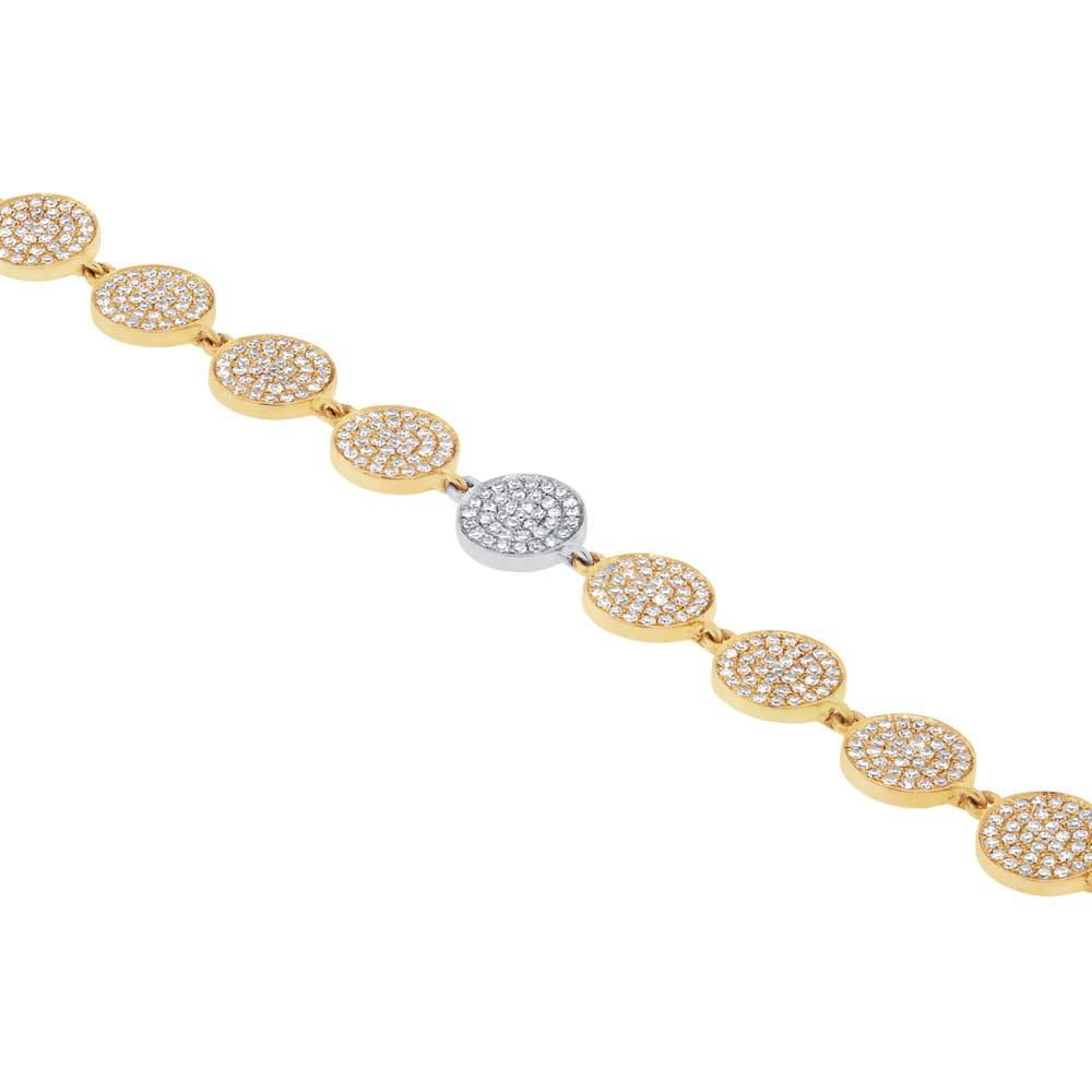 14k Two-tone Gold Diamond Pave Circle Bracelet - 1.33ct