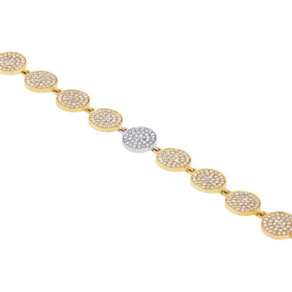 14k Two-tone Gold Diamond Pave Circle Bracelet - 1.33ct