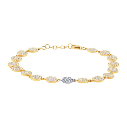 14k Two-tone Gold Diamond Pave Circle Bracelet - 1.33ct