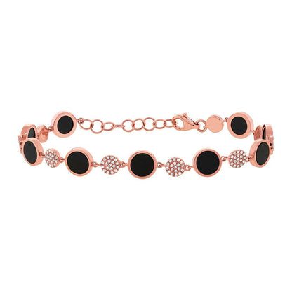 Diamond & 3.61ct Onyx 14k Rose Gold Bracelet - 0.41ct