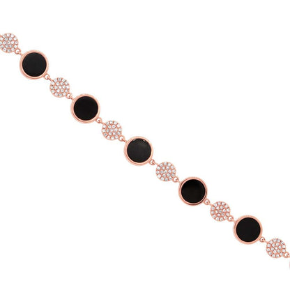 Diamond & 3.61ct Onyx 14k Rose Gold Bracelet - 0.41ct
