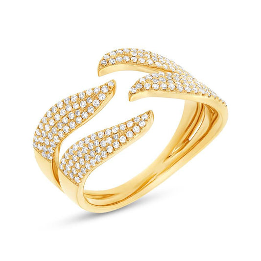 14k Yellow Gold Diamond Pave Lady's Ring - 0.50ct