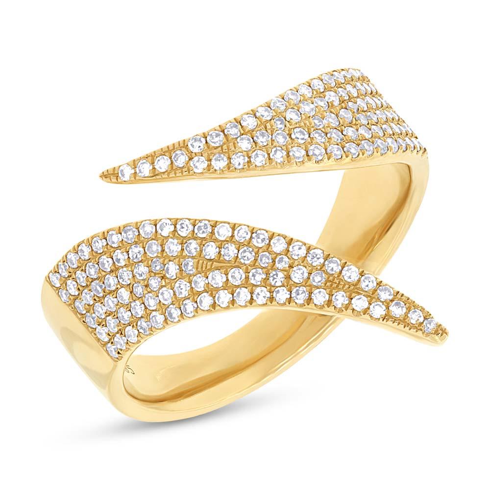14k Yellow Gold Diamond Pave Lady's Ring - 0.42ct