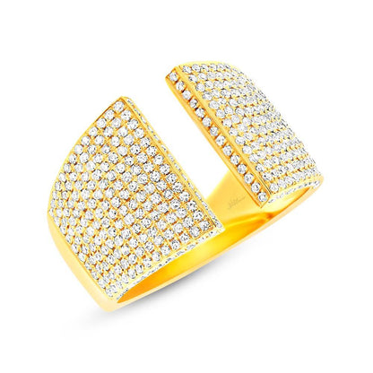 14k Yellow Gold Diamond Pave Lady's Ring - 0.92ct