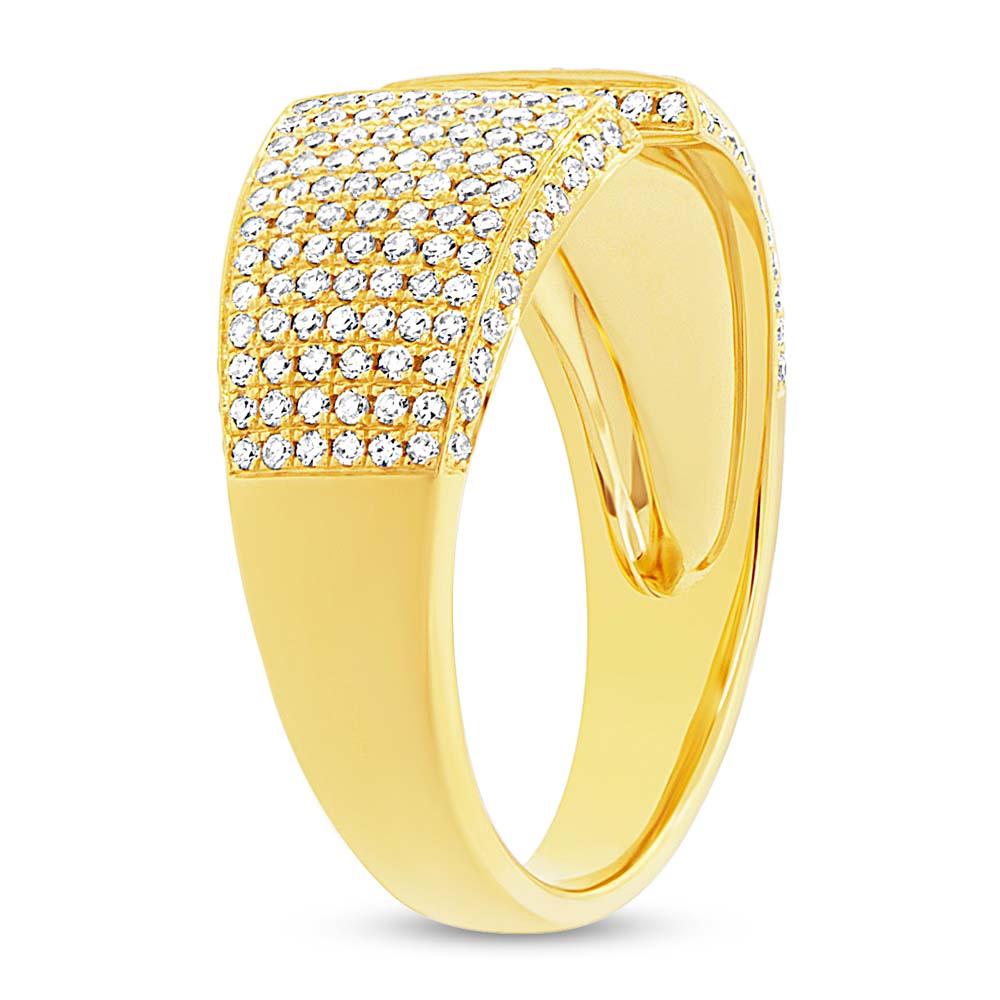 14k Yellow Gold Diamond Pave Lady's Ring - 0.60ct
