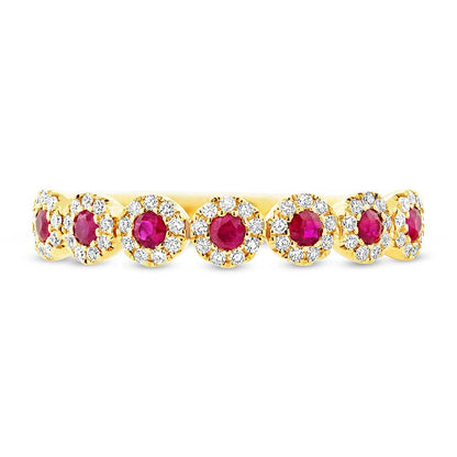 Diamond & 0.24ct Ruby 14k Yellow Gold Lady's Band
