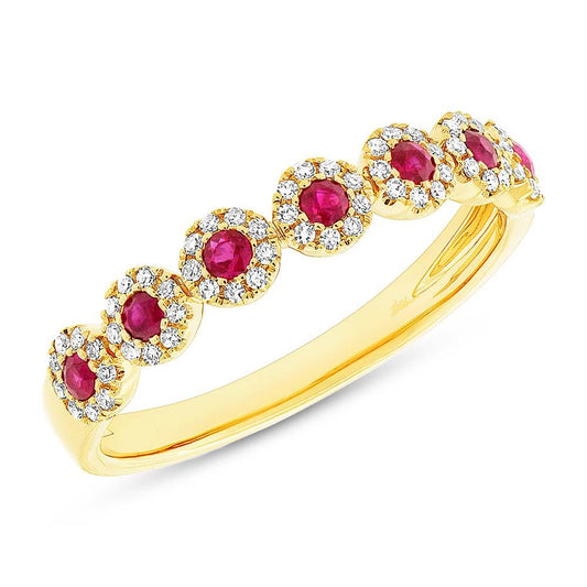 Diamond & 0.24ct Ruby 14k Yellow Gold Lady's Band
