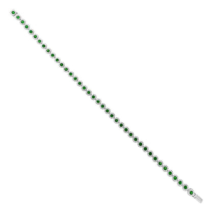 Diamond & 1.97ct Green Garnet 14k White Gold Lady's Bracelet - 1.22ct