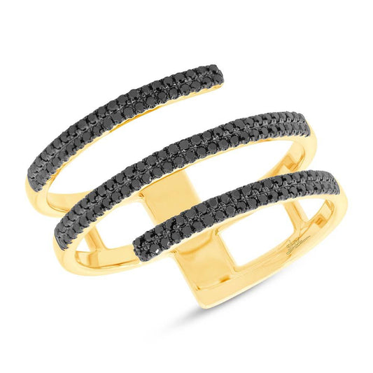 14k Yellow Gold Black Diamond Lady's Ring - 0.30ct