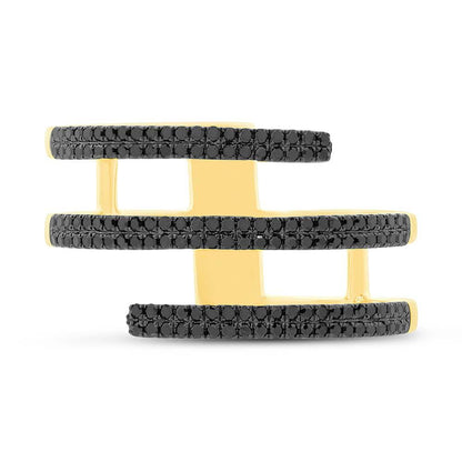 14k Yellow Gold Black Diamond Lady's Ring - 0.30ct