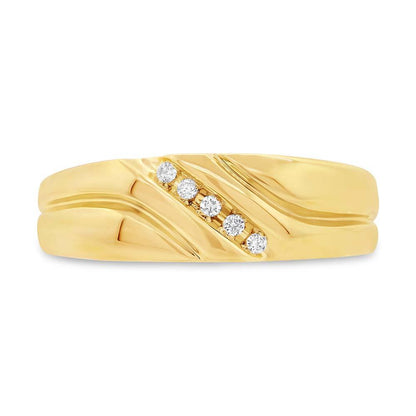 14k Yellow Gold Diamond Men's Band - 0.06ct