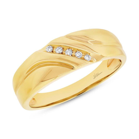 14k Yellow Gold Diamond Men's Band - 0.06ct