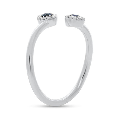 Diamond & 0.20ct Blue Sapphire 14k White Gold Lady's Ring - 0.07ct
