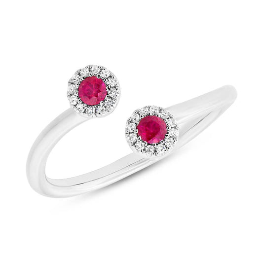 Diamond & 0.20ct Ruby 14k White Gold Lady's Ring