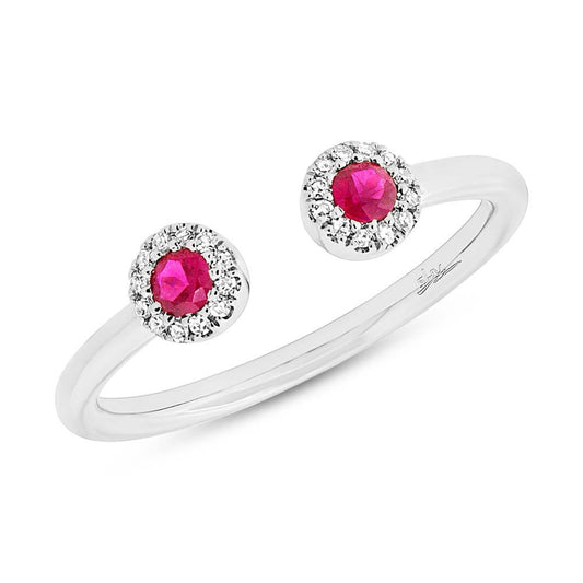 Diamond & 0.20ct Ruby 14k White Gold Lady's Ring