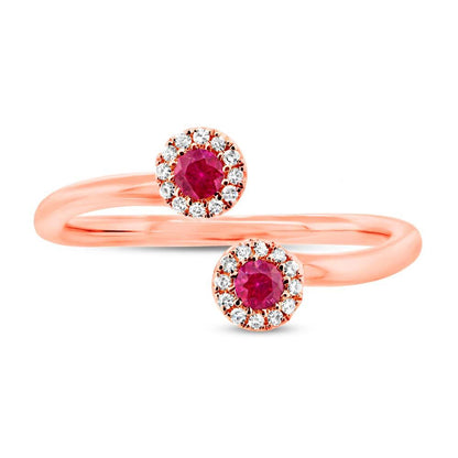 Diamond & 0.20ct Ruby 14k Rose Gold Lady's Ring