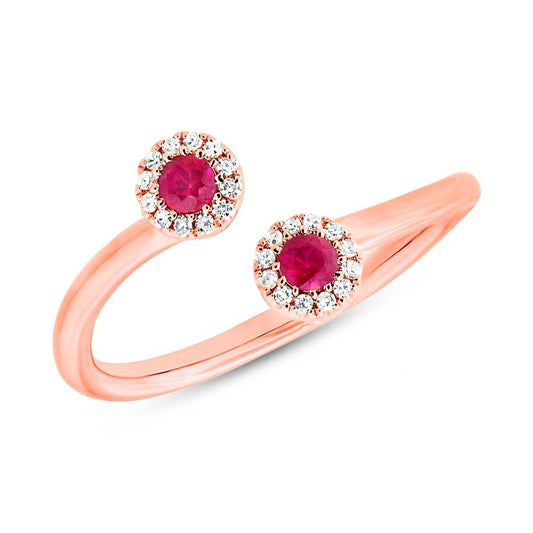 Diamond & 0.20ct Ruby 14k Rose Gold Lady's Ring