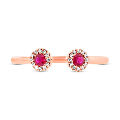 Diamond & 0.20ct Ruby 14k Rose Gold Lady's Ring