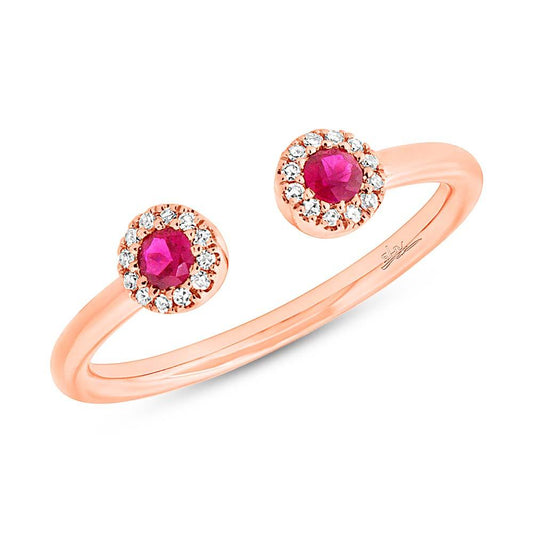 Diamond & 0.20ct Ruby 14k Rose Gold Lady's Ring