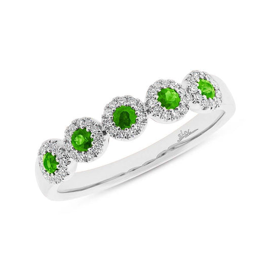 Diamond & 0.30ct Green Garnet 14k White Gold Lady's Band