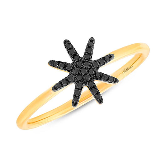 14k Yellow Gold Black Diamond Lady's Ring - 0.10ct