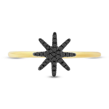 14k Yellow Gold Black Diamond Lady's Ring - 0.10ct