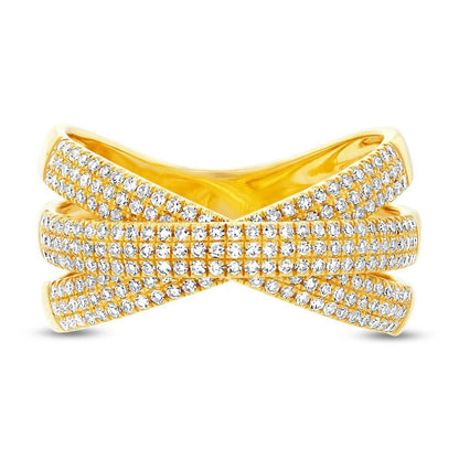 14k Yellow Gold Diamond Pave Bridge Ring - 0.60ct