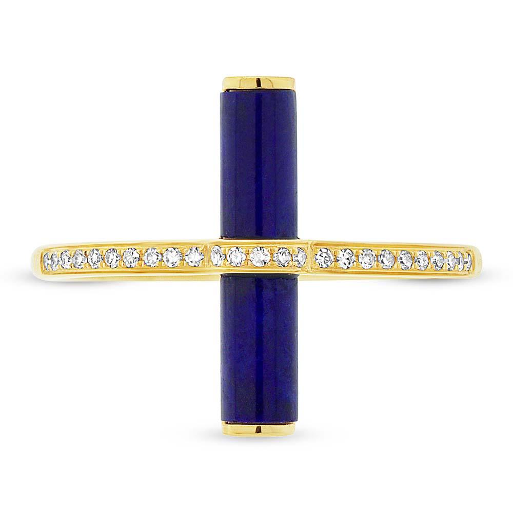 Diamond & 1.04ct Lapis 14k Yellow Gold Lady's Ring - 0.08ct