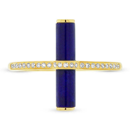 Diamond & 1.04ct Lapis 14k Yellow Gold Lady's Ring - 0.08ct