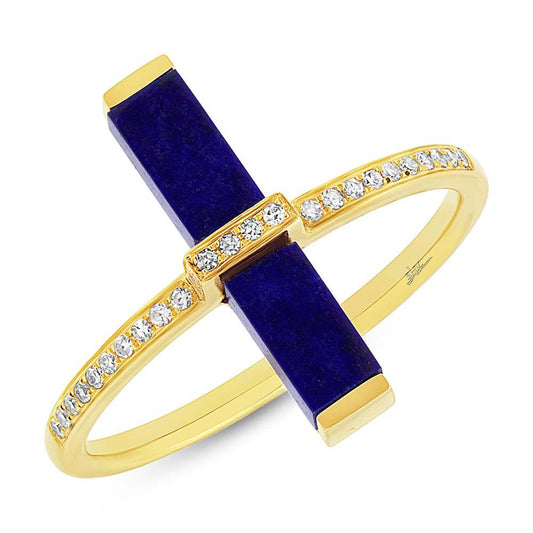 Diamond & 1.72ct Lapis 14k Yellow Gold Lady's Ring - 0.09ct