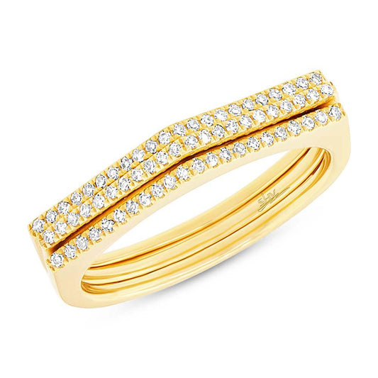 14k Yellow Gold Diamond Puzzle Ring 2-pc - 0.21ct