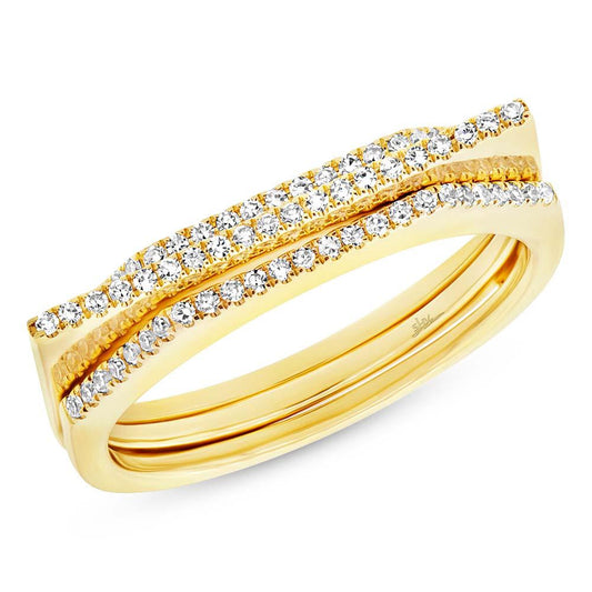 14k Yellow Gold Diamond Puzzle Ring 2-pc - 0.22ct