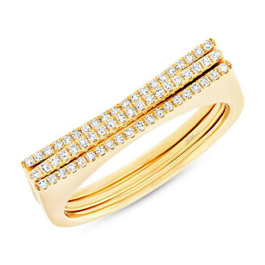 14k Yellow Gold Diamond Puzzle Ring 2-pc - 0.18ct