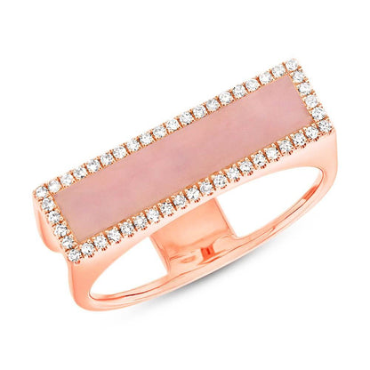 Diamond & 0.80ct Pink Opal 14k Rose Gold Lady's Ring - 0.15ct