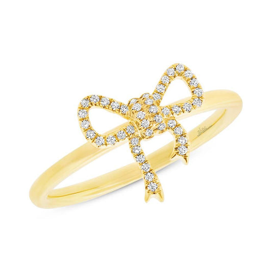 14k Yellow Gold Diamond Bow Lady's Ring - 0.11ct