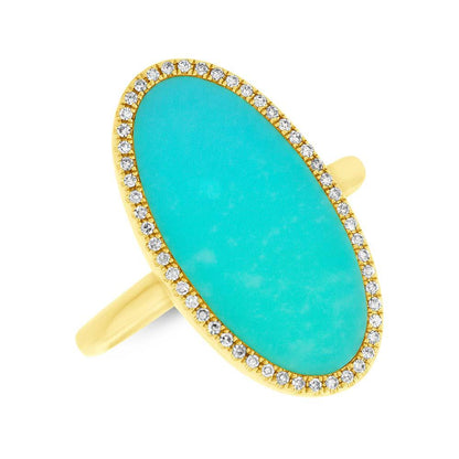 Diamond & 2.40ct Composite Turquoise 14k Yellow Gold Lady's Ring